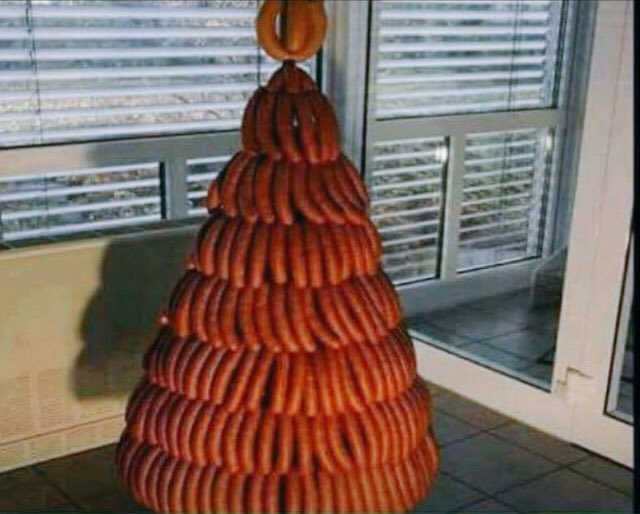 This has gotta be the Wurst Christmas Tree ever! 😀