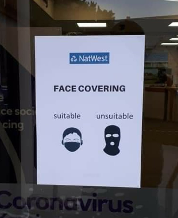 Well going into the bank with a mask on demanding money is back in fashion! 😃